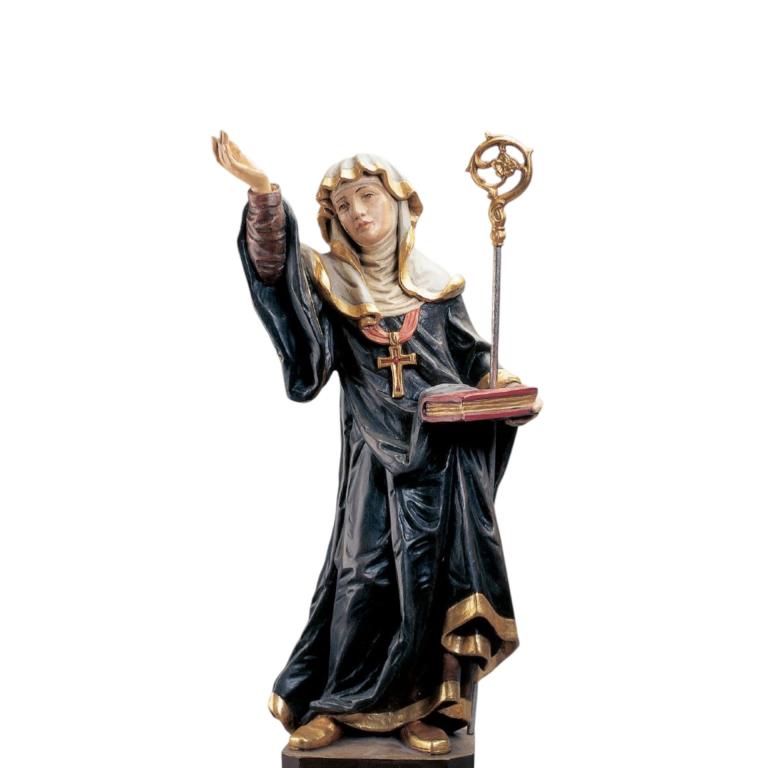 Äbtissin, Nonne mit Stab - Holzfigur geschnitzt