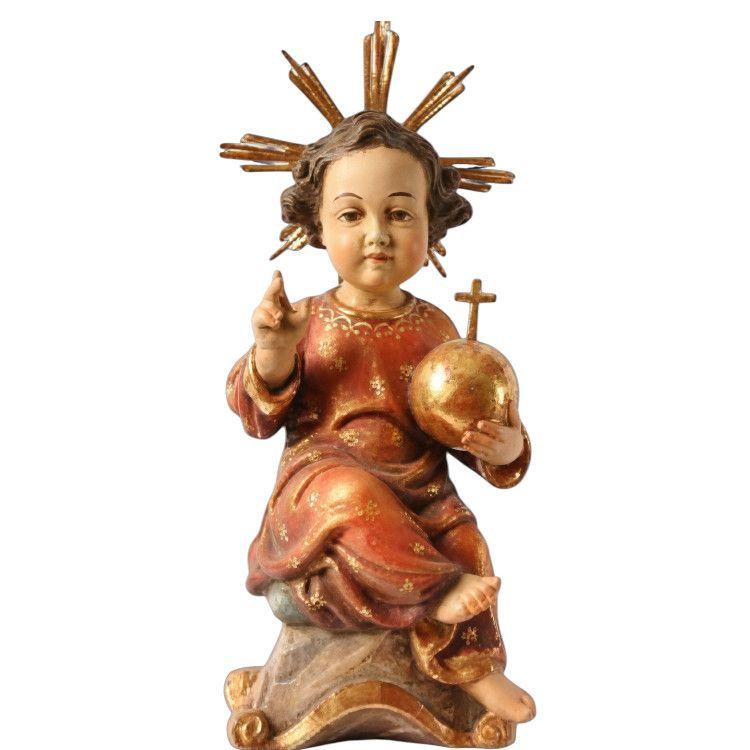 Jesukind sitzend auf Konsole - Holzfigur