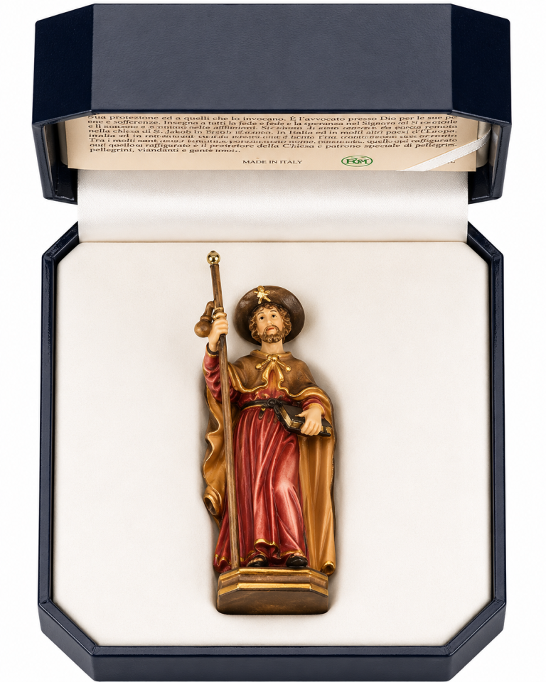 Hl. Jakobus Pilger als handbemalte Miniatur-Holzfigur im Etui