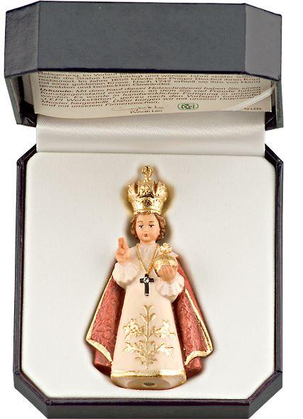 Prager Jesukind als handbemalte Miniatur-Holzfigur aus Bergahorn mit Etui
