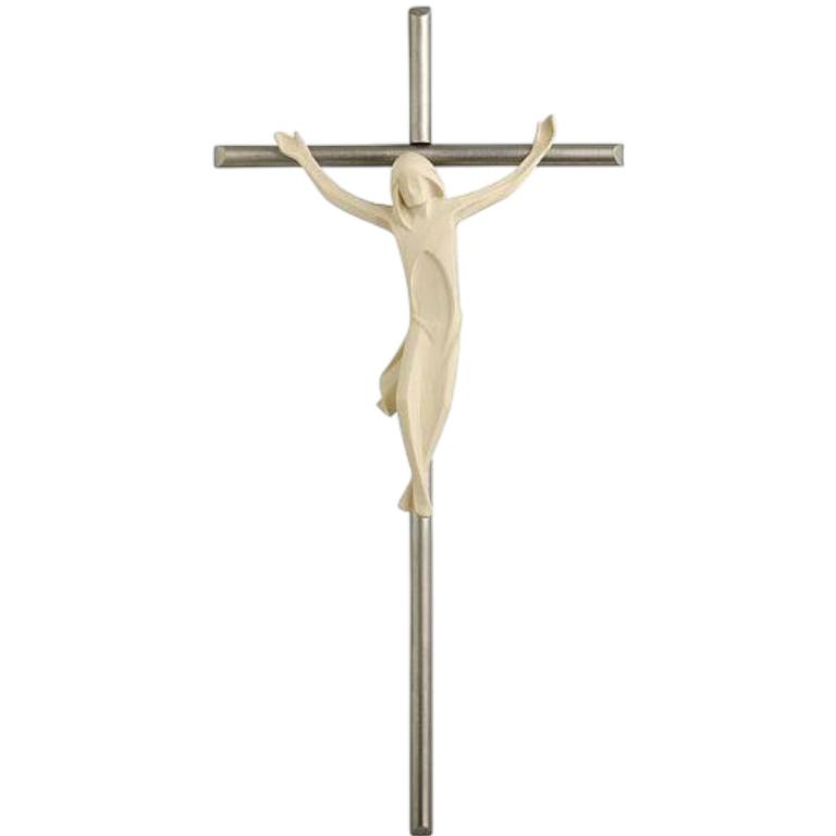 corpus einfach edelstahlkreuz modernes holzkreuz christus wandkreuz