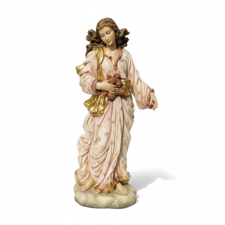 Rosenmädchen Flora - Holzfigur- geschnitzte Engelsfigur