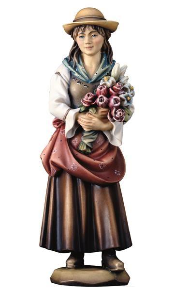 Blumenmädchen-Holzfigur