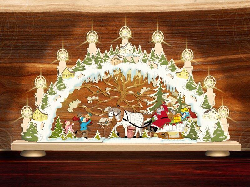 3D Lichterbogen "Weihnachtsschlitten" - coloriert