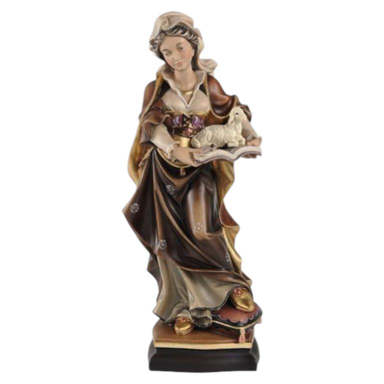 Heilige Agnes mit Schaf-Holzfigur-