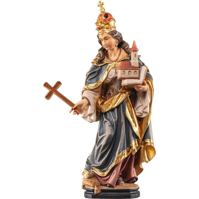 Hl. Olga mit Kreuz und Kirche- Holzfigur-color