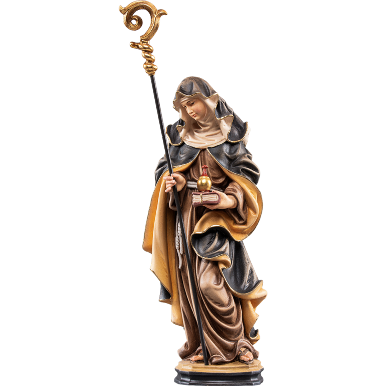 Hl. Walburga-colr-Holzfigur-