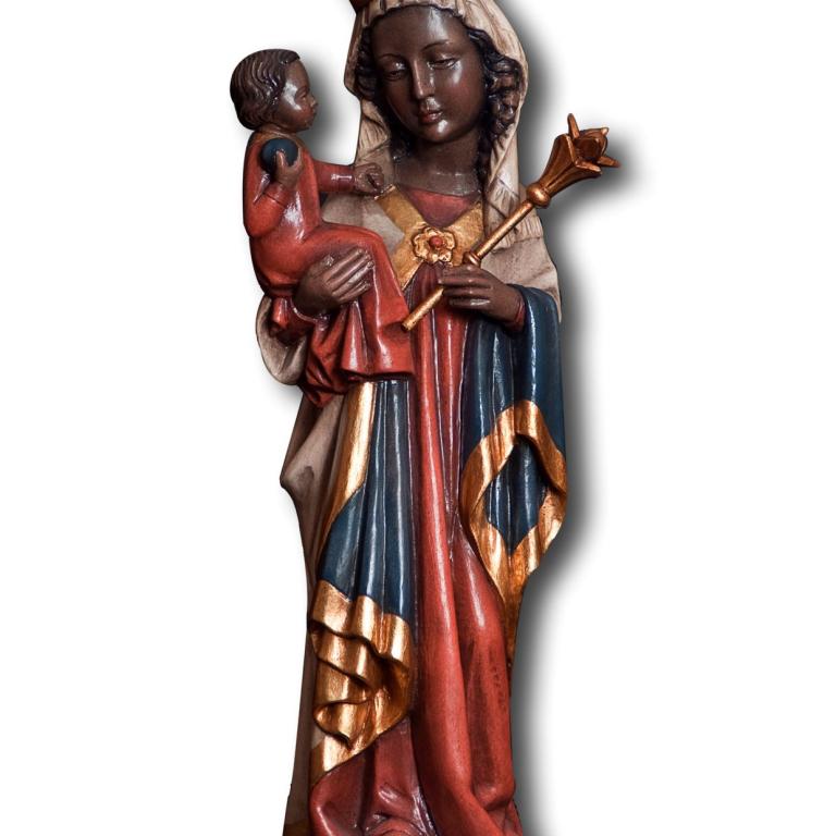 Detailansicht Altöttinger Madonna mit Kind und Krone aus Holz