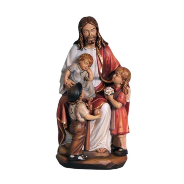Jesus mit den Kindern aus Holz als holzgeschnitzte religiöse Figur