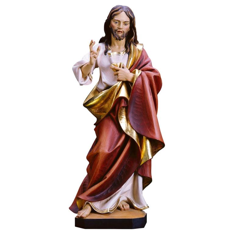 Jesu Heiland aus Holz mit segnender Hand als holzgeschnitzte Christusfigur