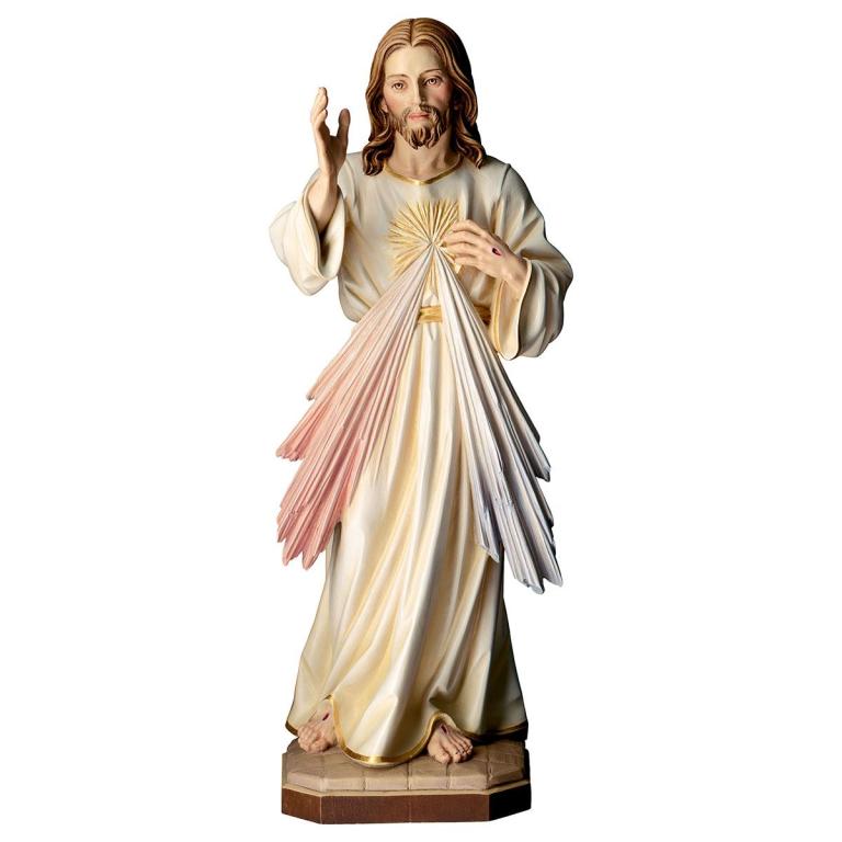 Jesus Barmherzig aus Holz mit Segenshand und Strahlen der Göttlichen Barmherzigkeit