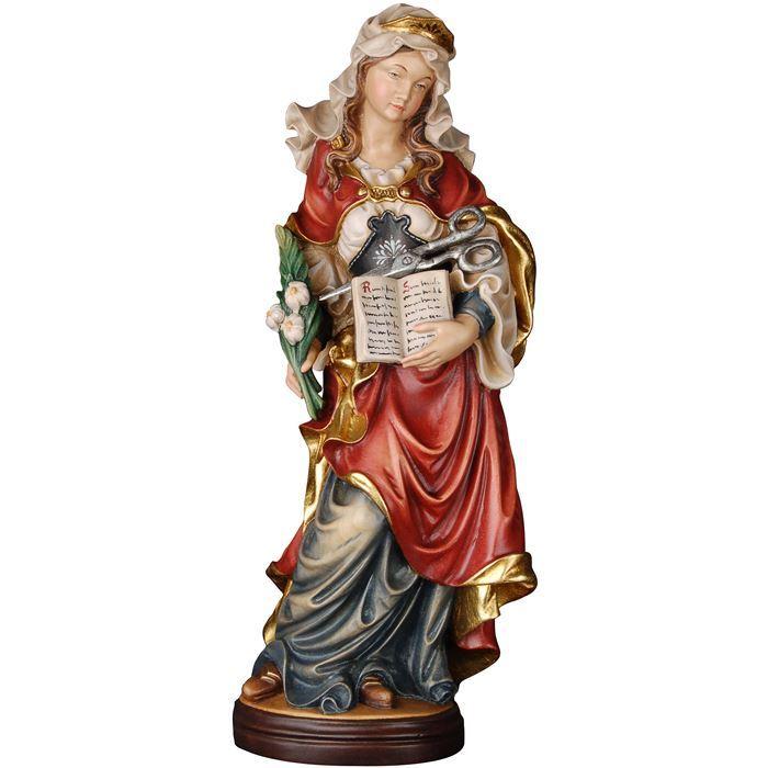 hl anastasia mit schere holzfigur geschnitzt