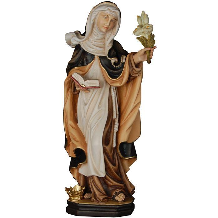 Hl. Isabella mit Lilie und Krone als Heiligenfigur aus Holz