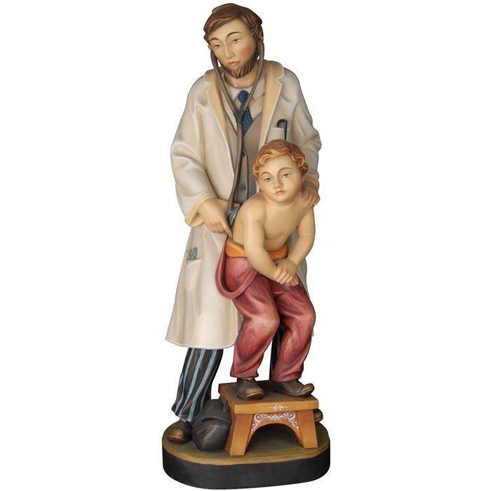 geschnitzte holzfigur arzt mit kind berufsfigur aus holz