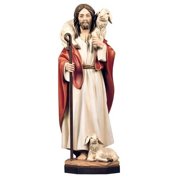 Jesus der Gute Hirte-Color-Holzgeschnitzt