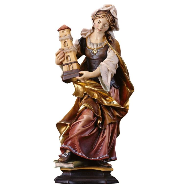 hl barbara mit turm holzfigur geschnitzt
