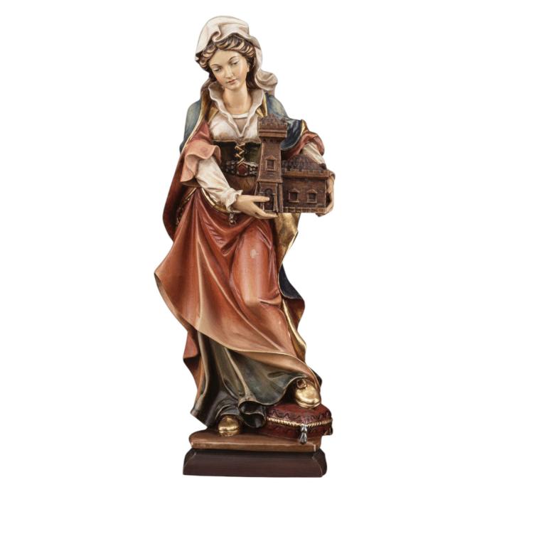 schutzpatronin barbara mit turm holzfigur geschnitzt