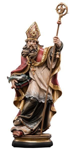 Heiliger Ulrich mit Fisch Holzfigur in Color