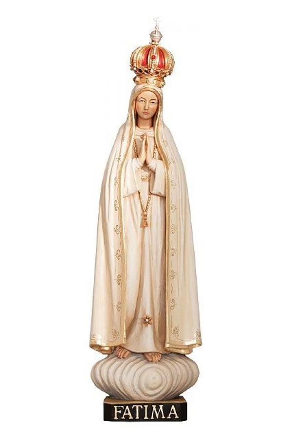 Detailansicht Madonna von Fatima mit Krone Holzfigur