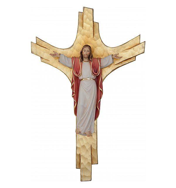 auferstandener auf strahlenkreuz holz modernes wandkreuz jesus