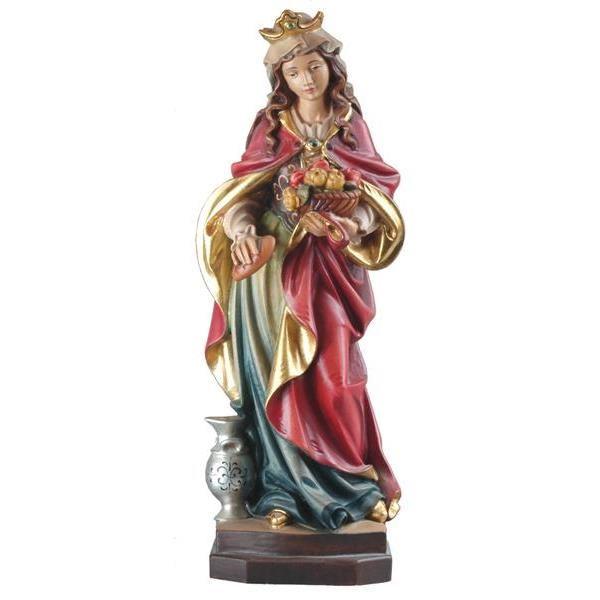 heilige elisabeth holzfigur mit brot und rosen geschnitzt