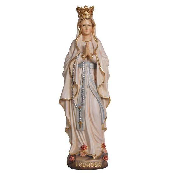 madonna von lourdes mit krone holz geschnitzt marienfigur