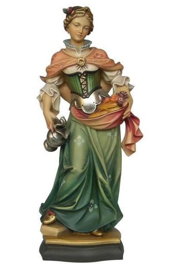 Hl. Elisabeth mit Brot und Rosen – holzgeschnitzte Heiligenfigur aus Holz