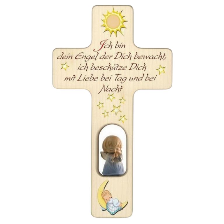 kinderkreuz ich bin dein engel holz spruch