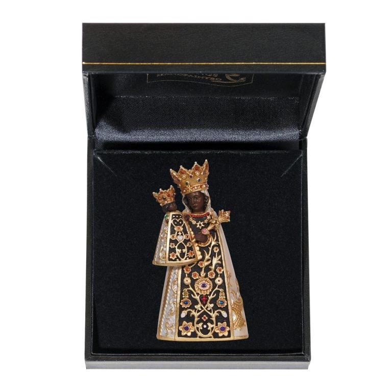 Gnadenmutter von Altötting als handbemalte Miniatur-Holzfigur aus Bergahorn mit Etui