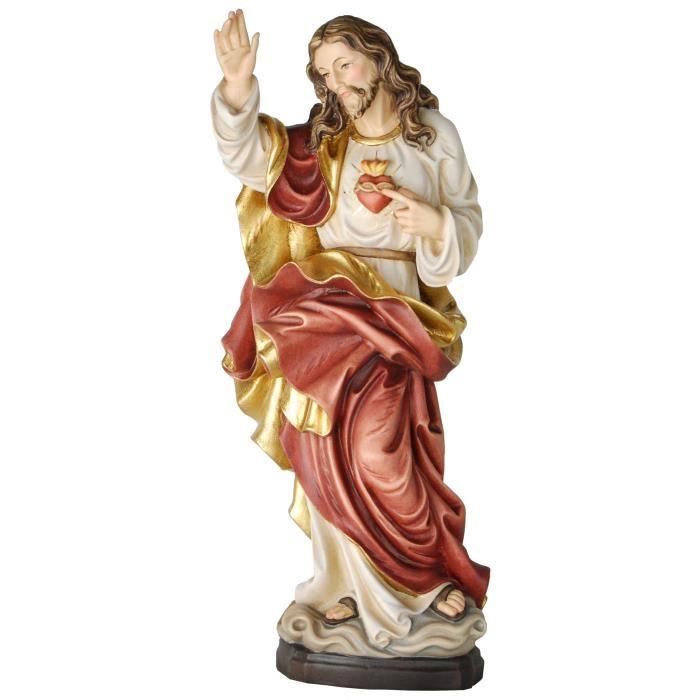 Herz Jesu mit segnender Hand aus Holz als holzgeschnitzte Christusfigur