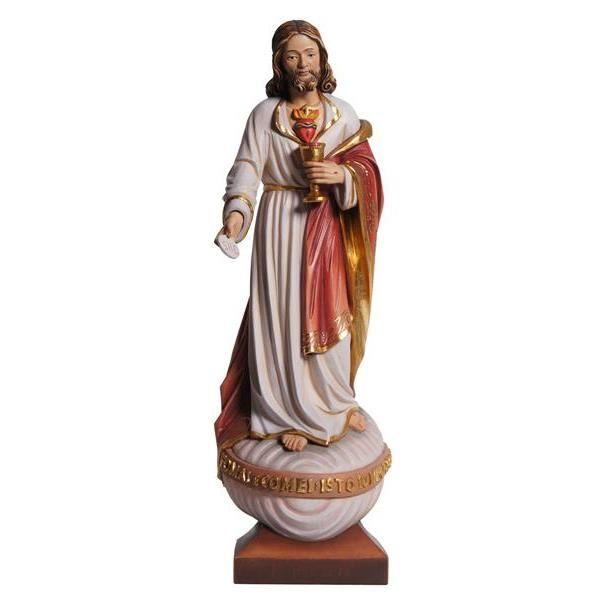 Herz Jesus mit Hostie – holzgeschnitzte Holzfigur und Heiligenfigur