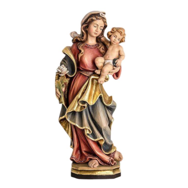 Madonna mit Kind und Rose - Holzfigur-Holzschnitzerei