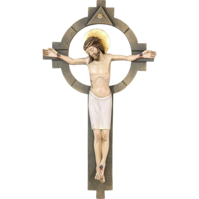christus mit symbolen holz relief geschnitzt wandbild christus symbole