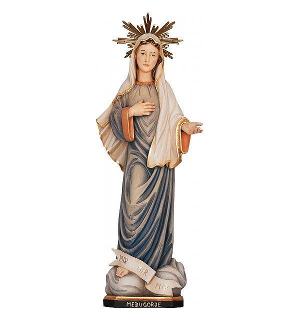 Muttergottes aus Medjugorie mit Gloriole- Holzfigur in Color-