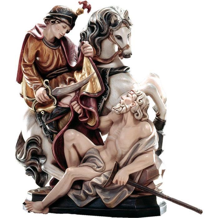 Hl. Martin mit Bettler und Pferd als holzgeschnitzte Heiligenfigur