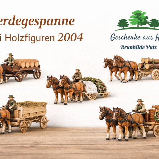 pferdegespann holz geschnitzt pferd wagen