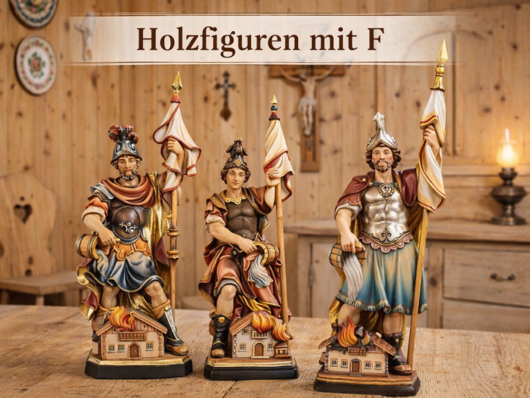  Holzfiguren geschnitzt mit F wie Hl. Floran - Hl. Franziskus
