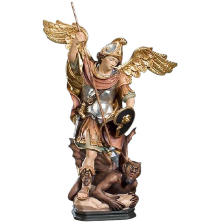 erzengel michael holzfigur schutzengel geschnitzt