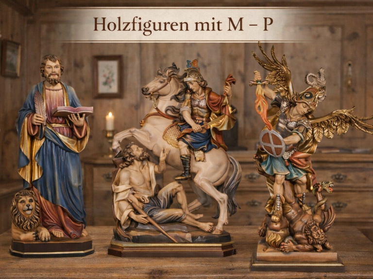 Holzfiguren geschnitzt- Hl. Markus - Hl. Martin - Hl. Michael