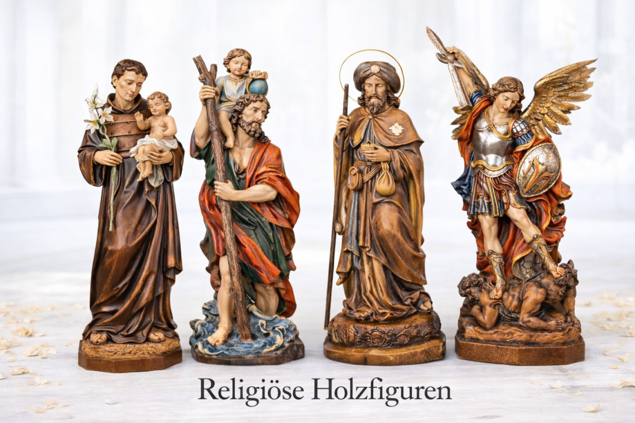 Religiöse Holzfiguren aus Holz geschnitzt ✓ Heiligenfiguren wie Hl. Josef, Antonius & Christophorus ✓ hochwertige Figuren online kaufen