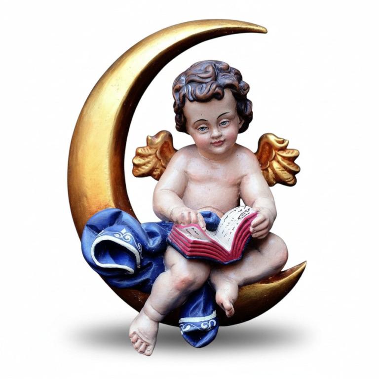 Mondengel- Holzschnitzerei-Holzfigur