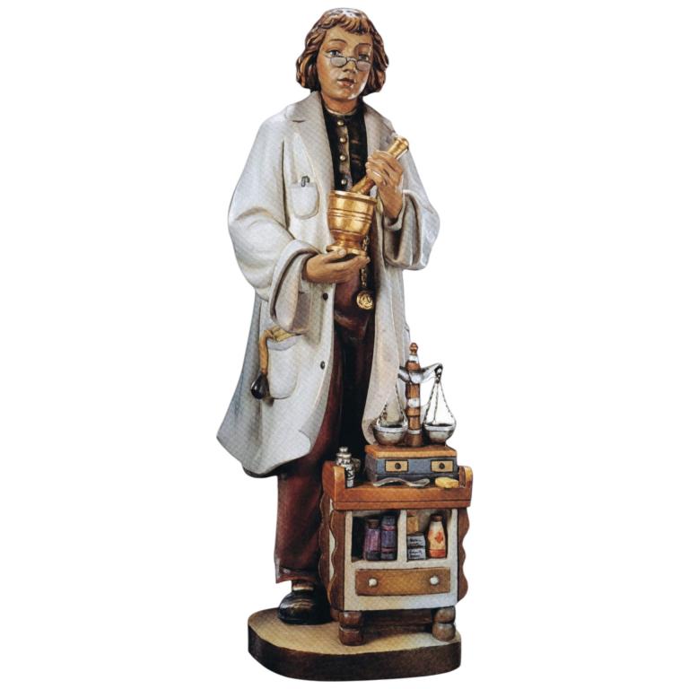 geschnitzte holzfigur apotheker berufsfigur aus holz