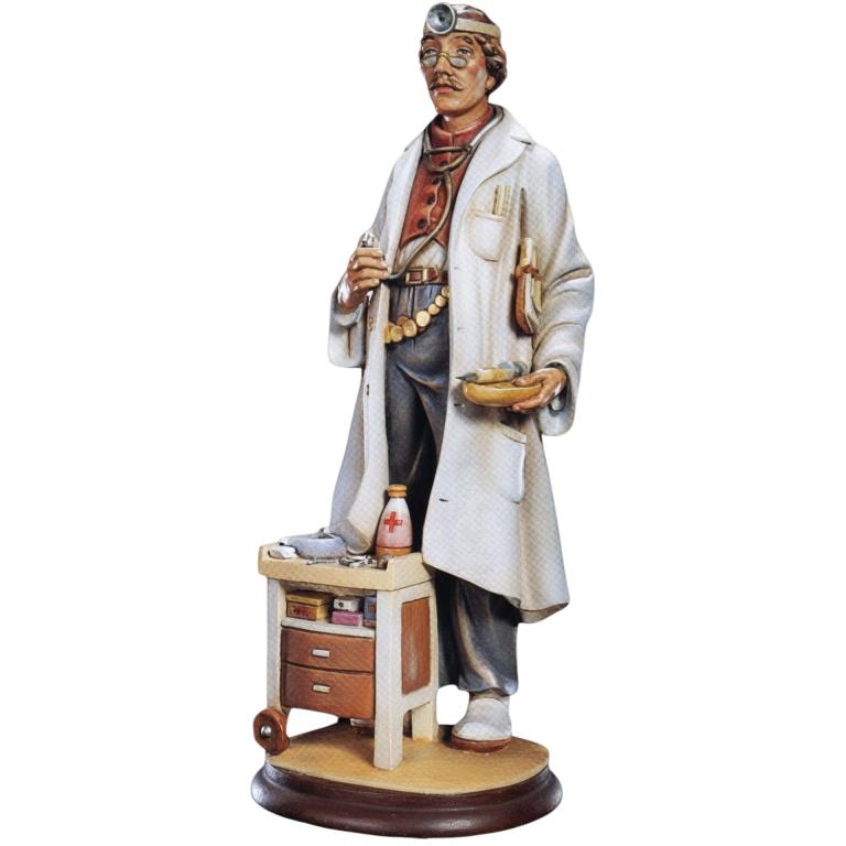 geschnitzte holzfigur arzt berufsfigur aus holz