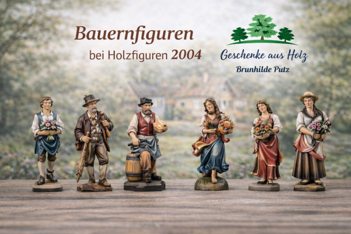 bauernfigur holz bäuerin blumenmädchen geschnitzt