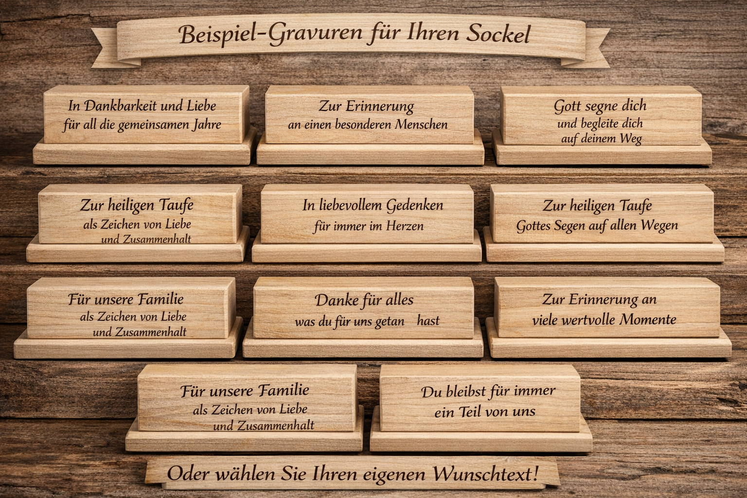 Elegante Holzgravuren zur Erinnerung - Holzfiguren2004