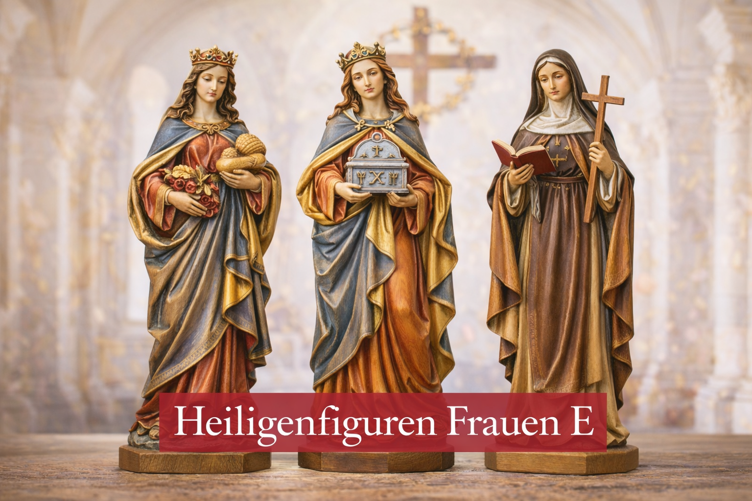 Heilige Frauen mit E-Hl.Elisabeth- holzgeschnitzr Figuren