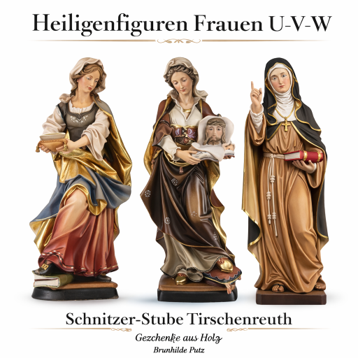 Heiligenfiguren Frauen U V W holzgeschnitzte Heiligenfiguren aus Holz