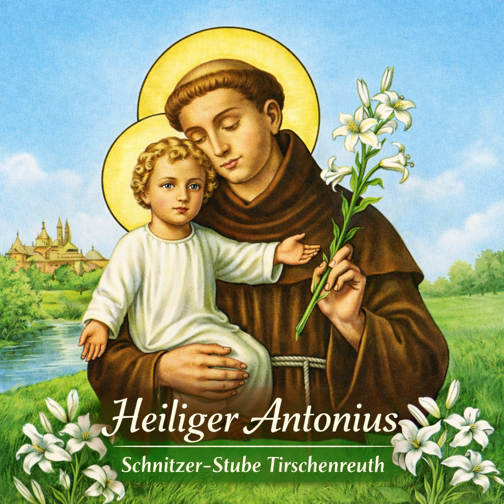 Heiliger Antonius von Padua Holzfigur mit Jesuskind