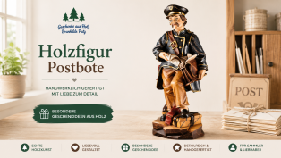 Holzfigur Postbote mit Briefen – detailreiche Geschenkidee für Briefträger und Postbeamte