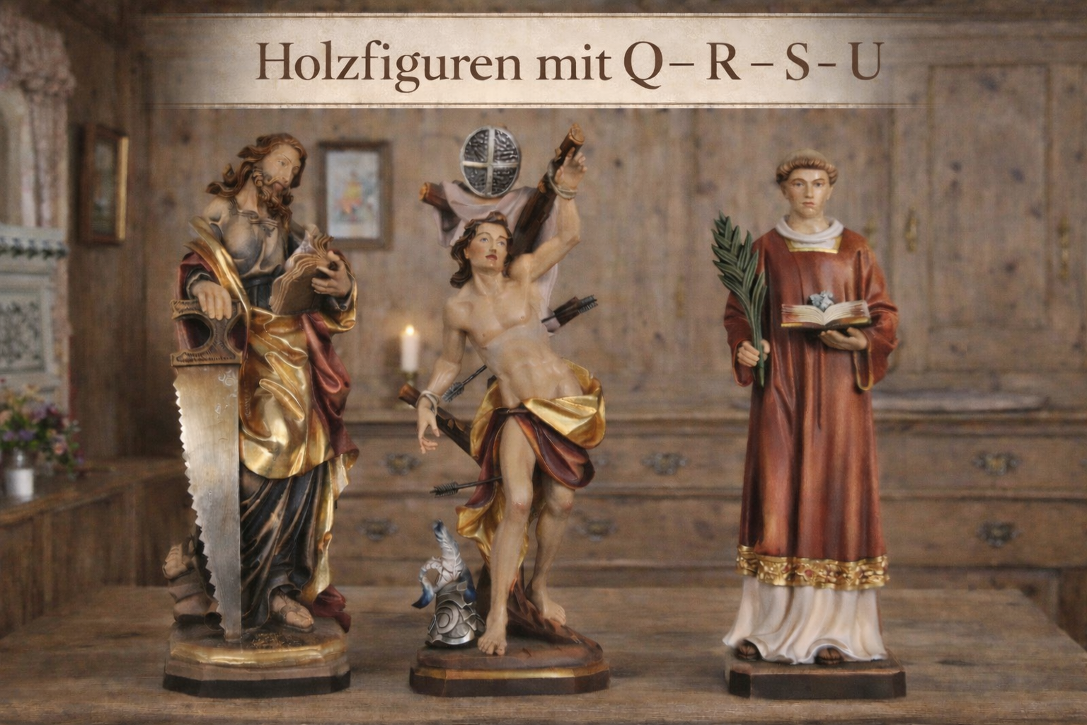 Holzfiguren - Hl.Simon - Hl.Sebastian - Hl.Stefan - Hl. Rochus - Hl.Rupert - Hl. Tobias -Holzgeschnitzt